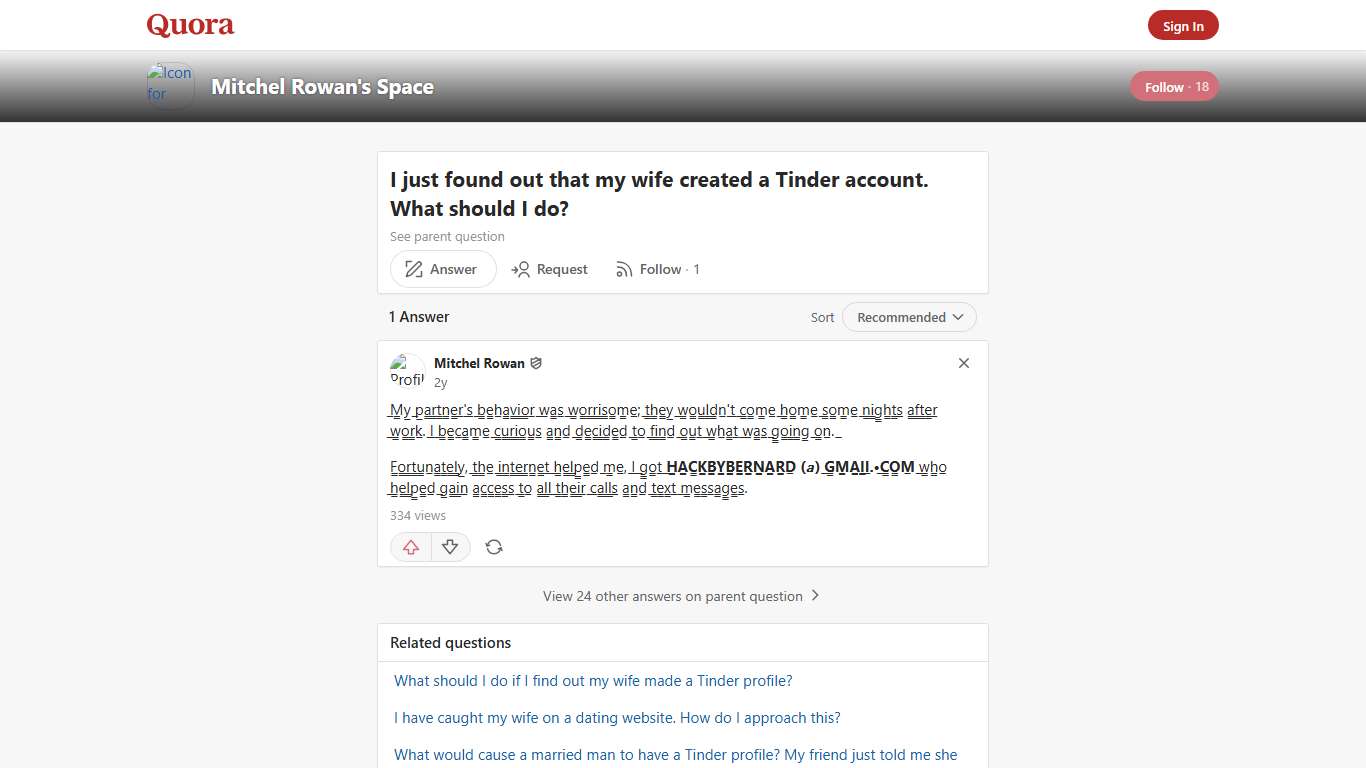 I just found out that my wife created a Tinder account. What should I do? - Mitchel Rowan's Space - Quora